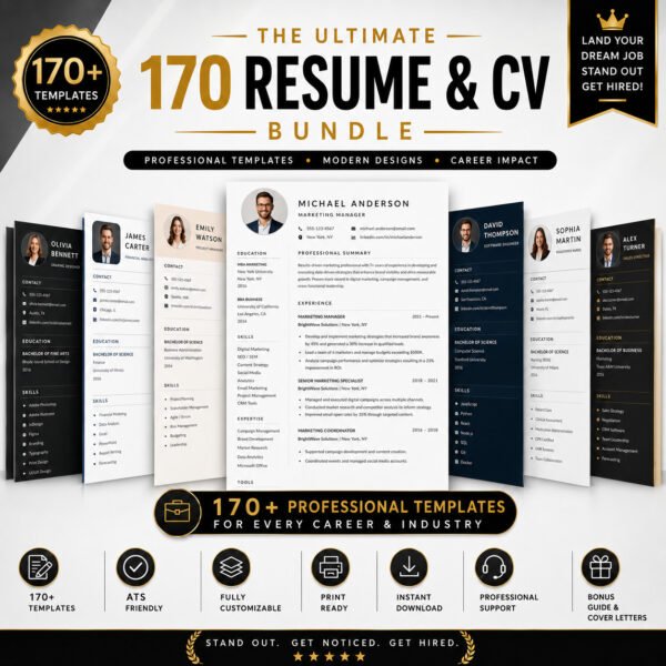 170+ Resume Templates Bundle | Professional CV & Cover Letter Templates